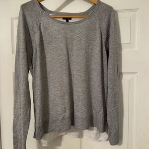 APT 9 Solid Grey Front with White Sheer Back Lightweight Sweater – Size XL